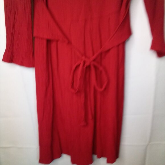 Miss Dorby Dress Women 14 Vintage Classic Attached Vest Textured Ribbed Red - Picture 15 of 16